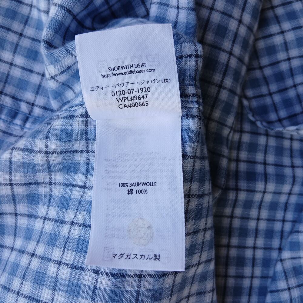 Eddie Bauer Short-Sleeve Button-Up Shirt Men's XL blue checks plaid cotton - Picture 10 of 16